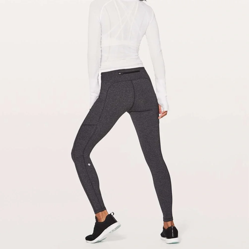 Lululemon Speed Up Tight 28" Size 4 Luxtreme Knit Heathered Black Herringbone - Picture 1 of 16
